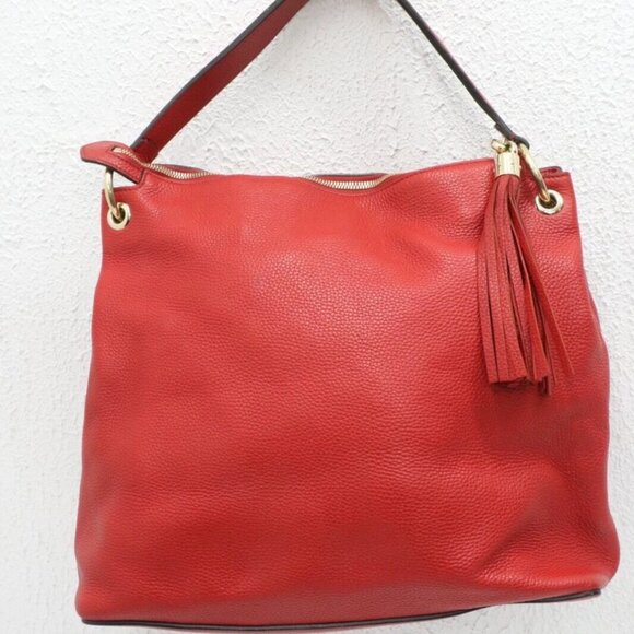 GUCCI Red Pebbled Calfskin Large Soho Hobo Tabasco - Picture 16 of 16